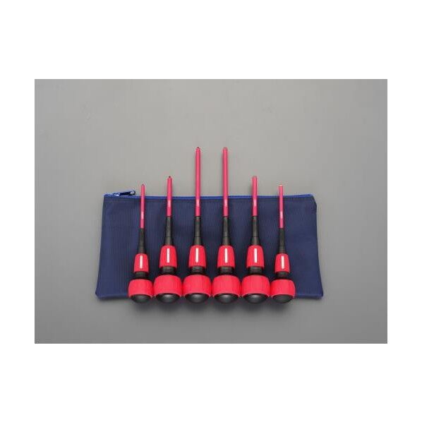 エスコ 6本組 ドライバー(パワーG 電工・絶縁/ケース付) EA557AR-600...