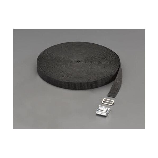 25x1.2mm/50m 平織バンド・バックルセット(黒)