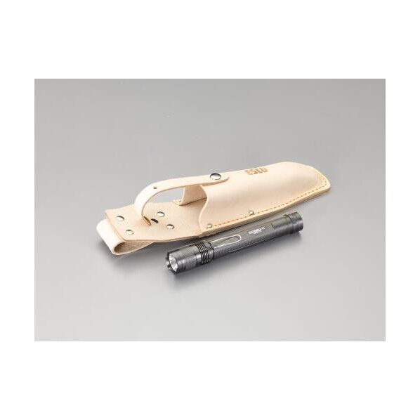 [単3x2本] フラッシュライト/LED(黒/革ホルスター付)