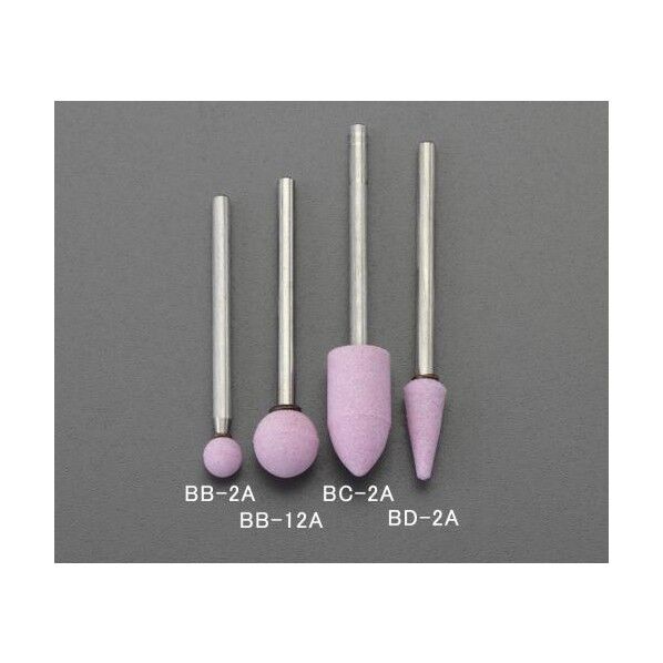 φ10mm/3mm軸 軸付砥石(丸/薄赤)