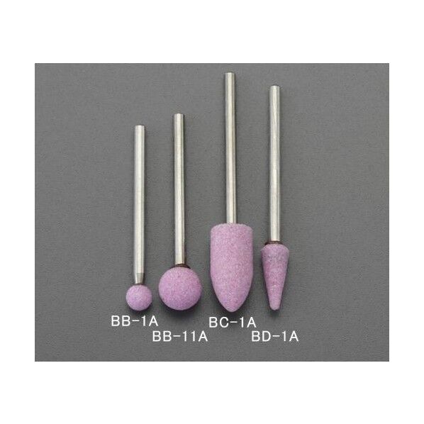 10x20mm/3mm軸 軸付砥石(砲弾型/赤)