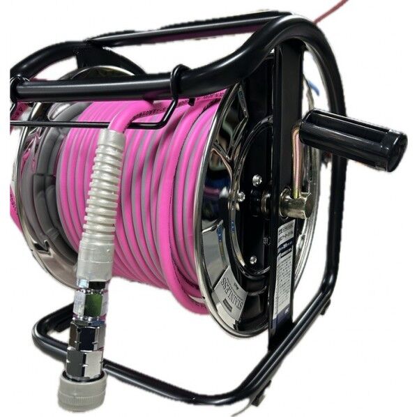 高圧用C型ドラム ステンレス製 回転台無し エアーライズホース付 ピンク 30m ARD-630P-C-S 1台