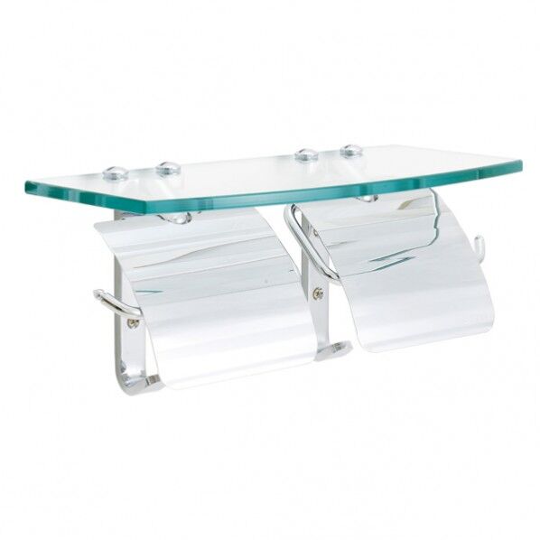 トイレットペーパーホルダー TPH ガラスシェルフ W CR 銀色 幅300×高さ134×奥行140mm 640721(264-64721) 1個