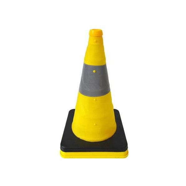 245x245x410mm カラーコーン(伸縮式・黄/ウエイト付)