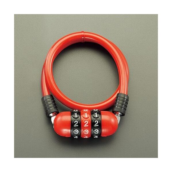 φ12x700mm ワイヤーロック(大型ダイヤル/レッド)