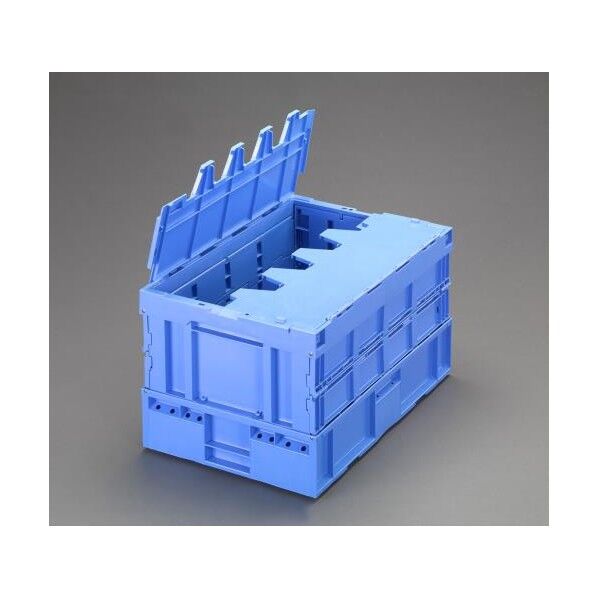 658x441x382mm/84.5L 折畳コンテナ 青/蓋付