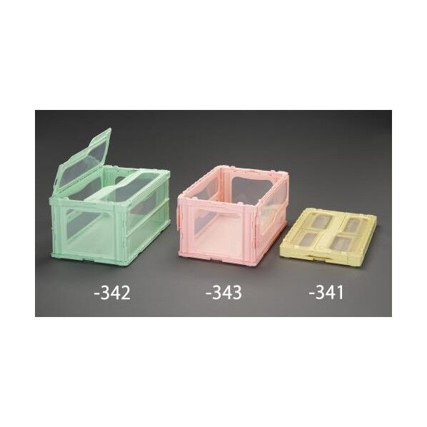 649x439x340mm/76.0L 折畳コンテナ 緑/蓋付