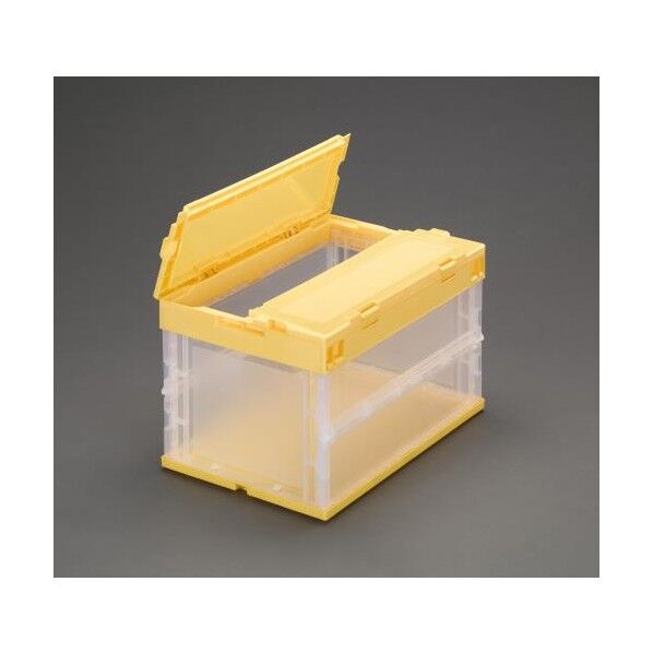 530x366x340mm/49.8L折畳コンテナ透明黄/蓋付