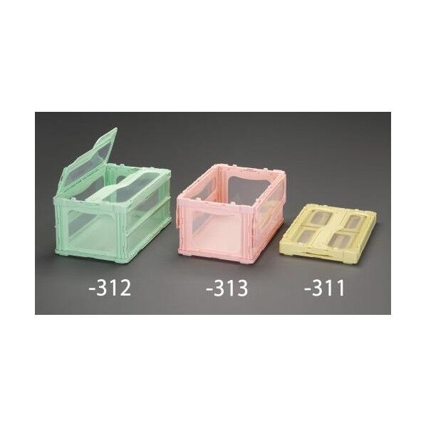 530x366x283mm/42.6L 折畳コンテナ 緑/蓋付 コンテナー EA506AA-312 1個