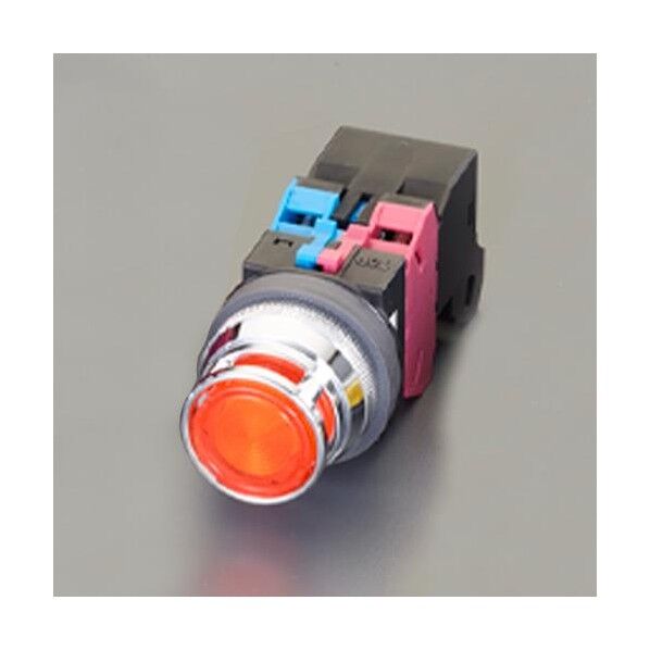 AC100V 押しボタンスイッチLED照光フルガード/橙
