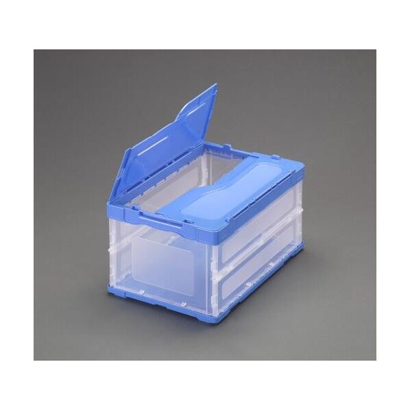 530x366x334mm/51.0L折畳コンテナ(透明・青/蓋付