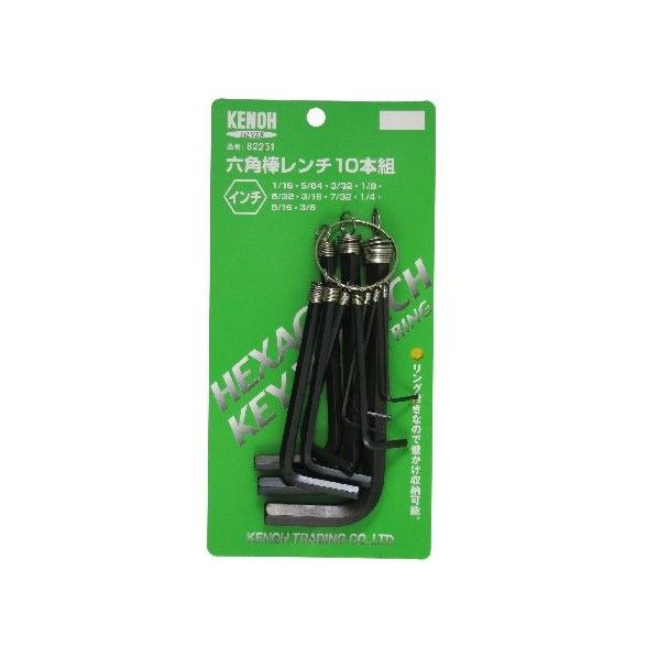 六角棒レンチ10本組 インチ 1個