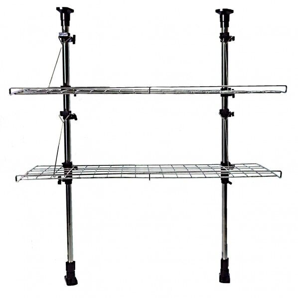 ステンレス突っ張りキッチンメッシュラック 2段 ブラウン 72×30×63~105cm ND-7834 1個