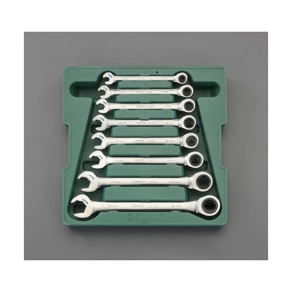 8本組 ダブルラチェット片目片口スパナ