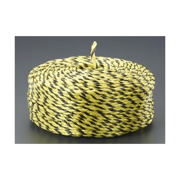 10.0mmx300m PPロープ(黒/黄)