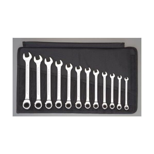 8-19mm/12本組みコンビネーションレンチ(ラチェット式)