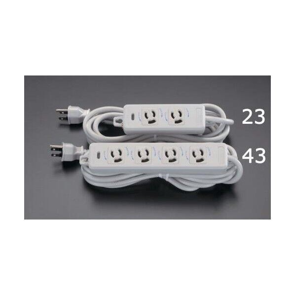 AC125V/15Ax 1m タップ(2口・抜け止・アース付) EA815GK-21 1個