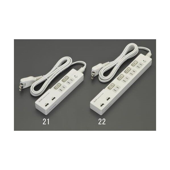 100V/14Ax2m テーブルタップ(USBポート/個別スイッチ付 EA815GL-21 1個