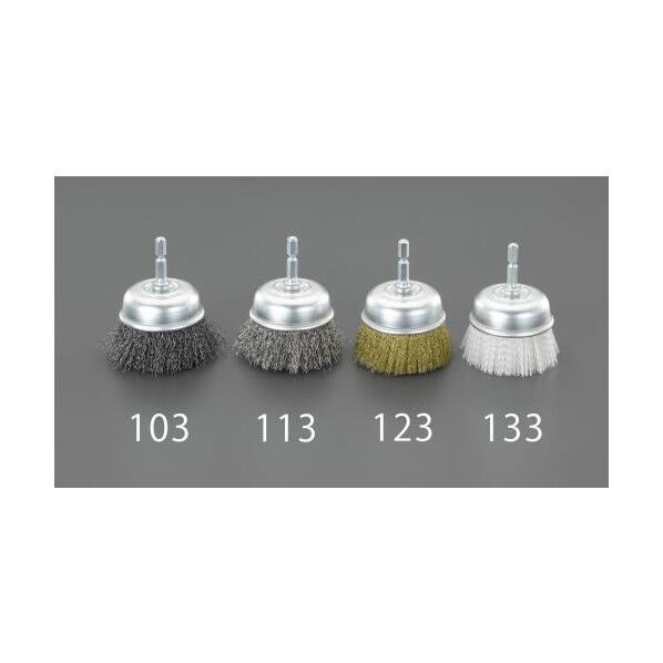 40mm 六角軸 軸付ブラシ(カップ型/ステンレス)