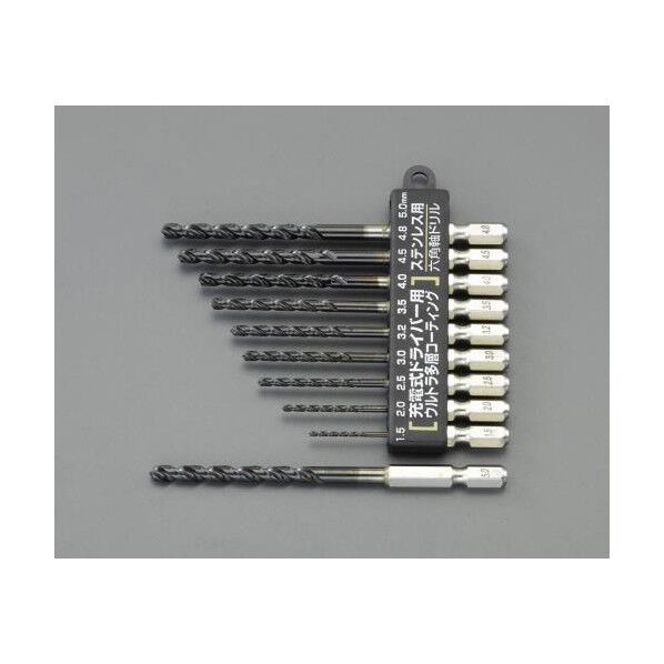 1.5- 5.0mm/10本組 六角軸ドリル(ステンレス用) 146g EA824DL-21