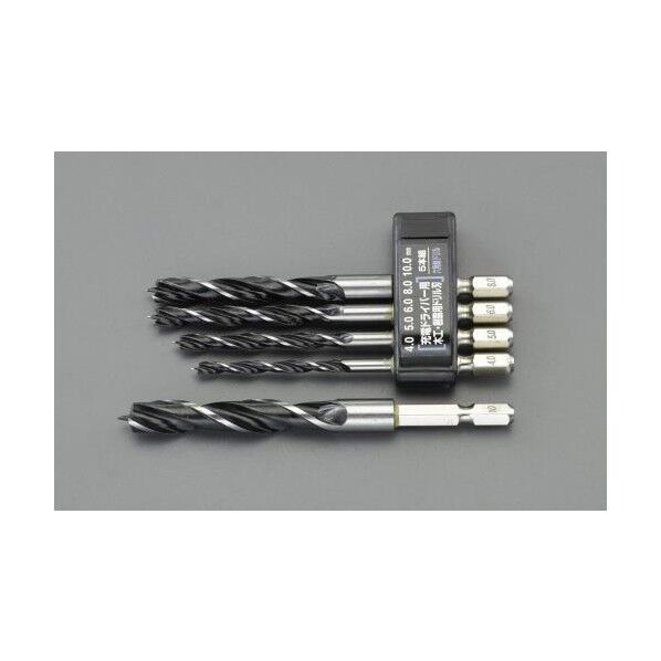4.0-10.0mm/ 5本組 六角軸ドリル(木工用) 122g EA824DL-2