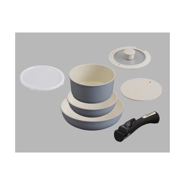 [6点組] 鍋･フライパンセット(グレー)