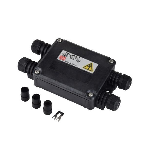 7極(300V/15A) 端子台付中継ボックス(黒)