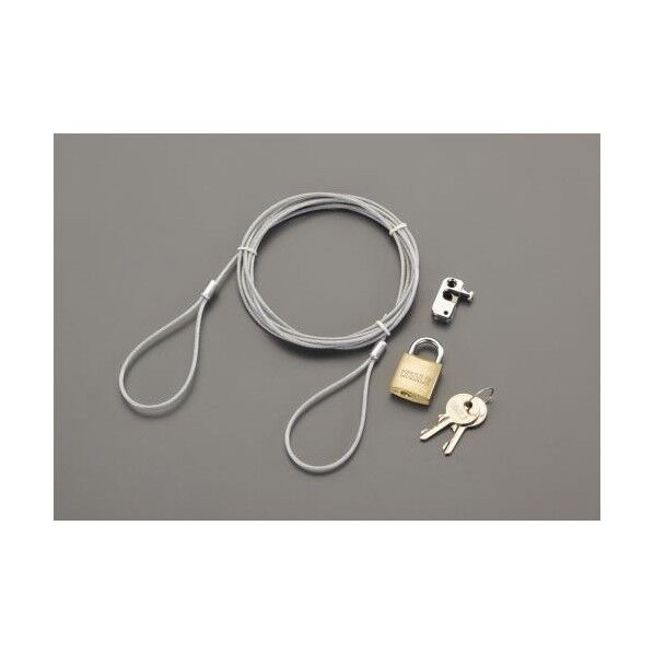 2.0m パソコンセキュリティワイヤーロック (南京錠タイプ)