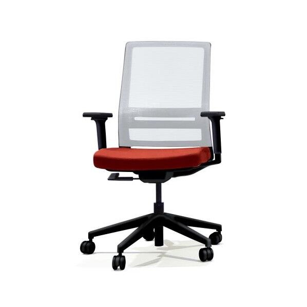 ビジネスチェアー(肘付/グレー/レッド)