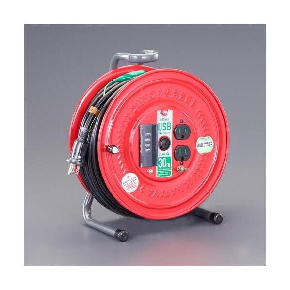 AC125V/15A/30m コードリール(USBポート4口/アース付) EA815BV-30 1台