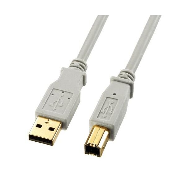 USBケーブル(A-B/2.0対応/金メッキ/グレー) 5.0m EA764AJ-78 1個