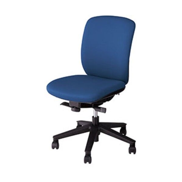事務用チェア ブルー 肘なし ビニールレザー VE510-BL 1点