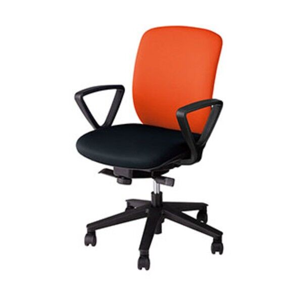 事務用チェア 背:オレンジ/座:ブラック 固定肘付 VE511F-ORB 1点