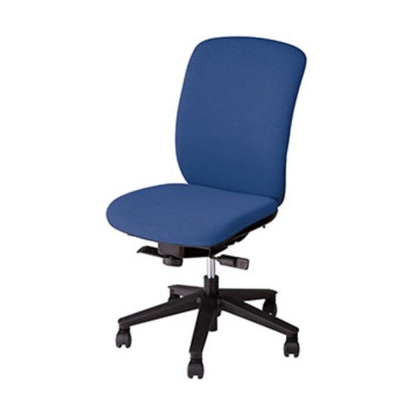 事務用チェア ブルー 肘なし ビニールレザー ハイバック VE512-BL 1点