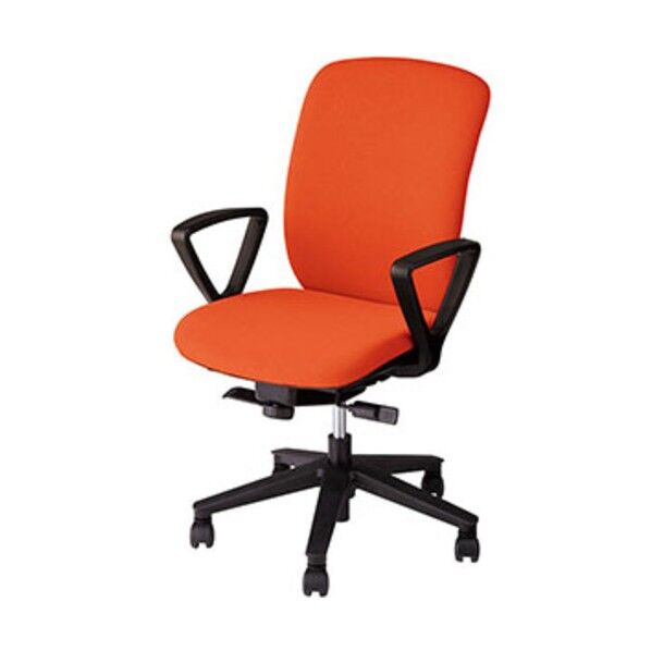 事務用チェア オレンジ 固定肘付 ハイバック VE513F-OR 1点