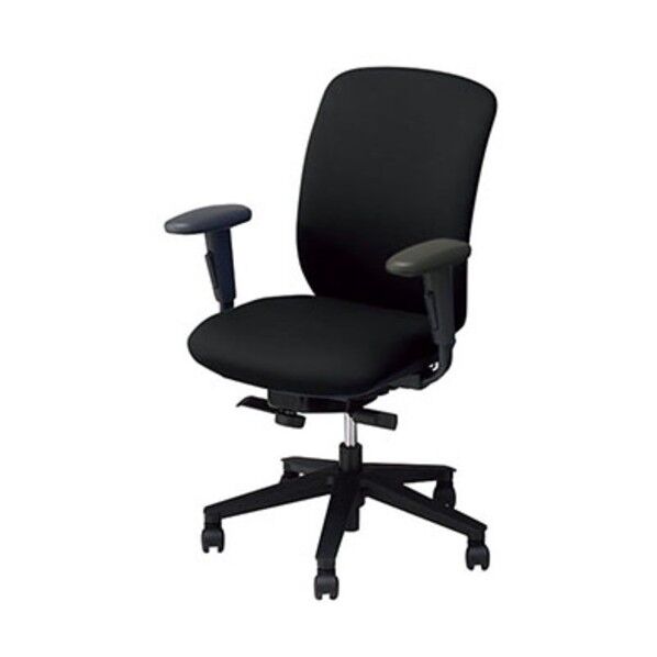 事務用チェア ブラック 可動肘付 ビニールレザー ハイバック VE513A-BK 1点