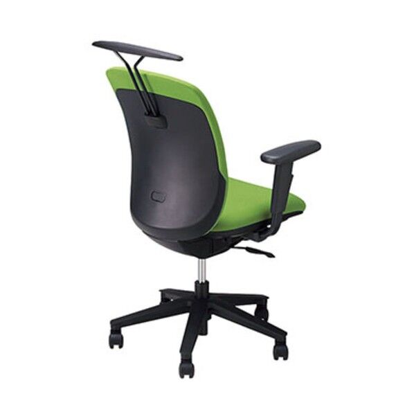 事務用チェア グリーン 可動肘付 ハンガー付 ハイバック