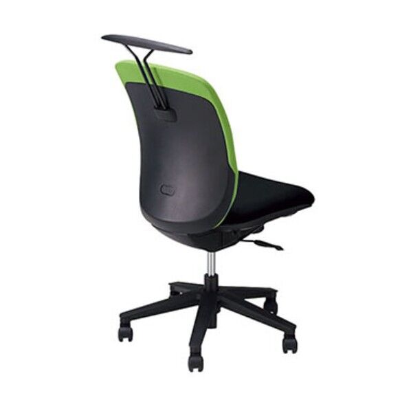 事務用チェア 背:グリーン/座:ブラック 肘なし ハンガー付 ハイバック