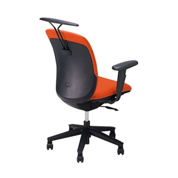 事務用チェア オレンジ 可動肘付 ハンガー付 ハイバック