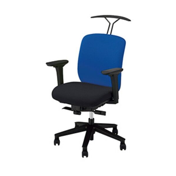 事務用チェア 背:ブルー/座:ブラック 可動肘付 ハンガー付 VE511FAH-BLB 1点