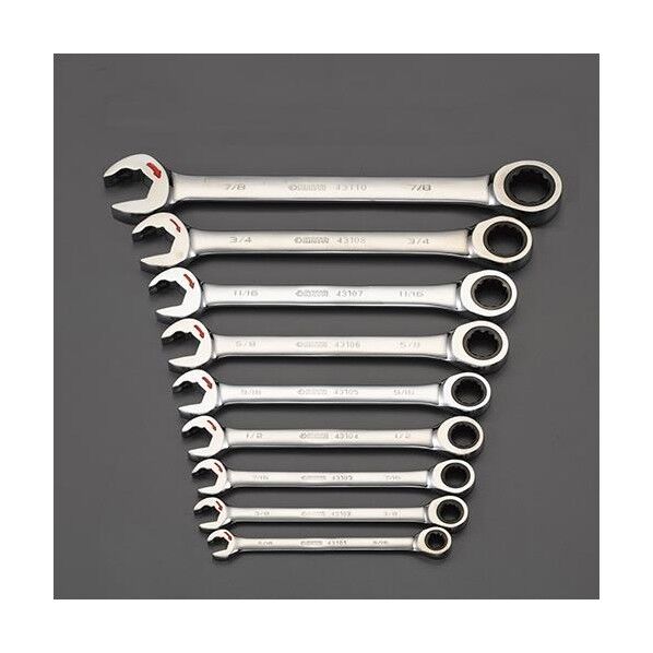 9本組 ダブルラチェット片目片口スパナ EA684RA-100A 1St