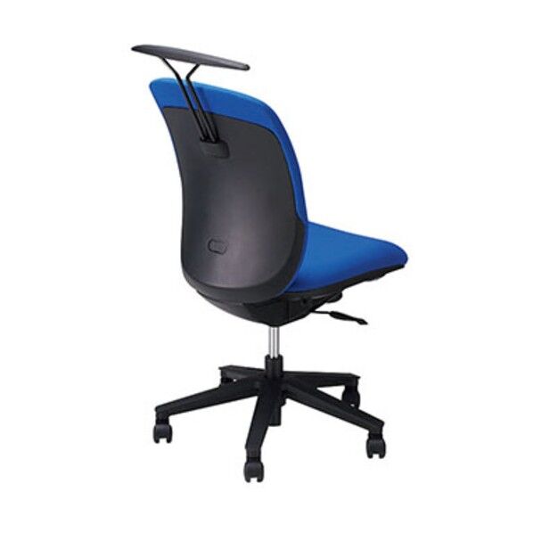 事務用チェア ブルー 肘なし ハンガー付 ビニールレザー ハイバック