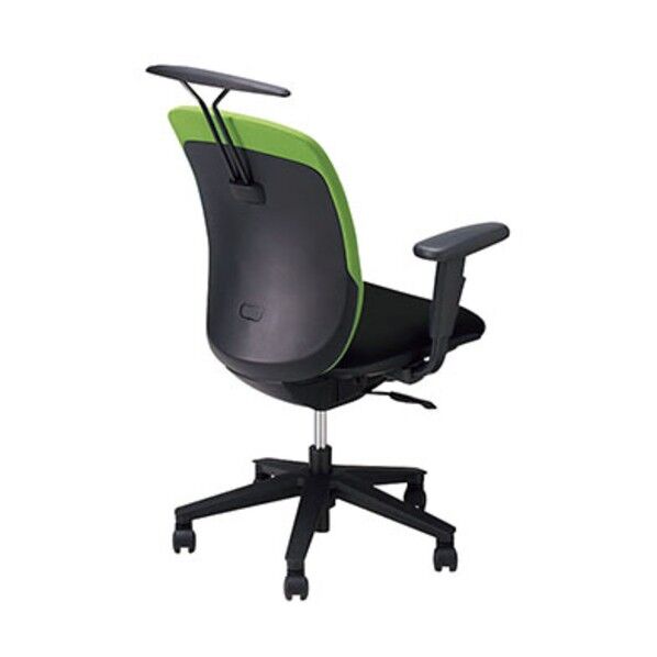 事務用チェア 背:グリーン/座:ブラック 可動肘付 ハンガー付 ハイバック VE513FAH-GRB 1点