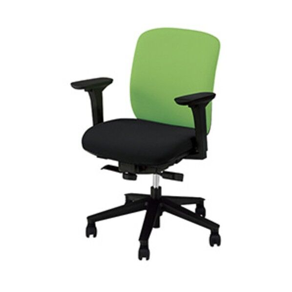 事務用チェア 背:グリーン/座:ブラック 可動肘付