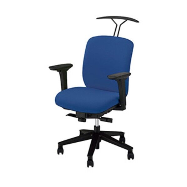 事務用チェア ブルー 可動肘付 ハンガー付 ビニールレザー VE511AH-BL 1点