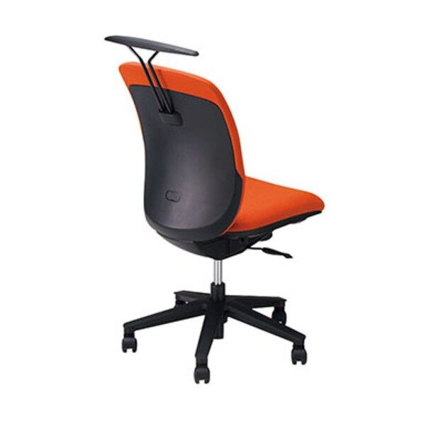 事務用チェア オレンジ 肘なし ハンガー付 ハイバック