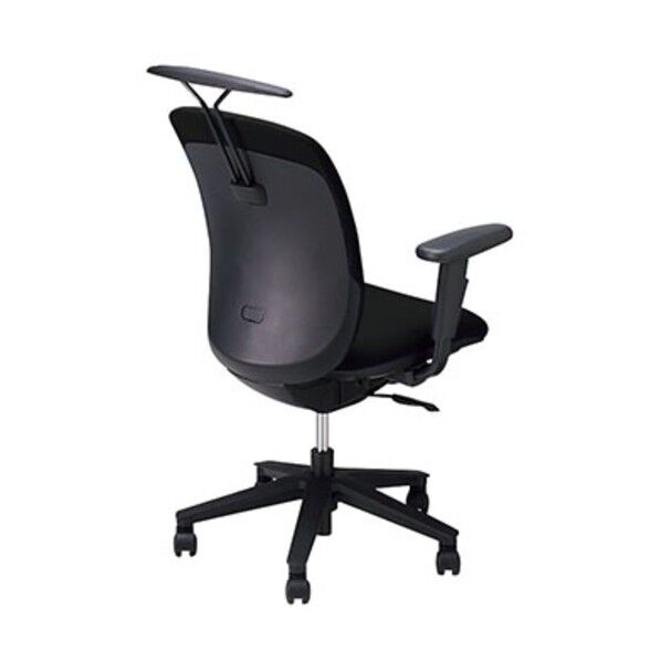 事務用チェア ブルー 可動肘付 ハンガー付 ビニールレザー ハイバック