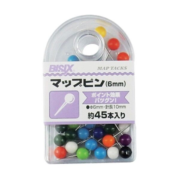 ミツヤ マップピン6mm 混 BX1-MP6AS 45本×5箱