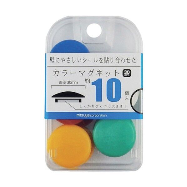 ミツヤ カラーマグネット30mm 色込 BX2-CM30AS 10個×5箱...