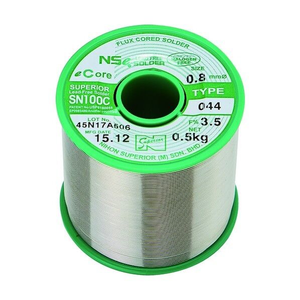日本スペリア 完全ハロゲンフリー 鉛フリーやに入りはんだ SN100C-044 0.6mm SN100C-044F3.5-06 1点×10巻...